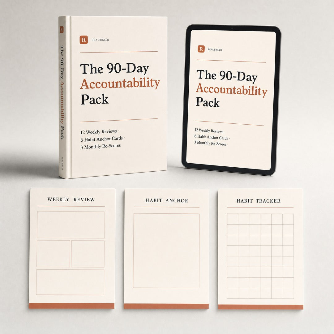 The 90-Day Accountability Pack — cover mockup